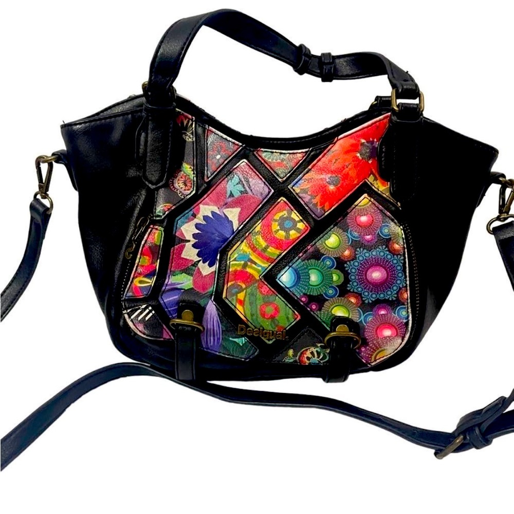 Desigual Rotterdam Hobo Handbag Multicolor Leather Vegan Zipper